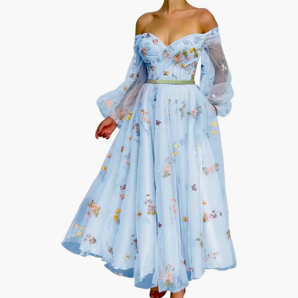 Embroidery tulle dress